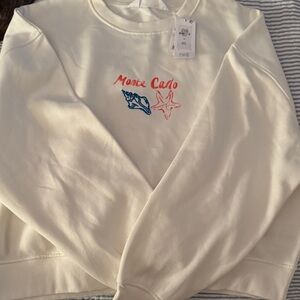 La Mer Ivory Sweatshirt with Blue and Coral Lobster Graphic